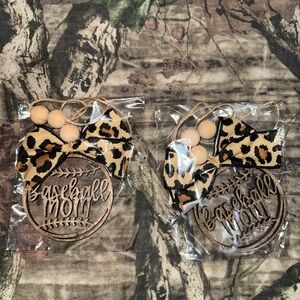 2 Leopard Print Baseball Mom Car Charm